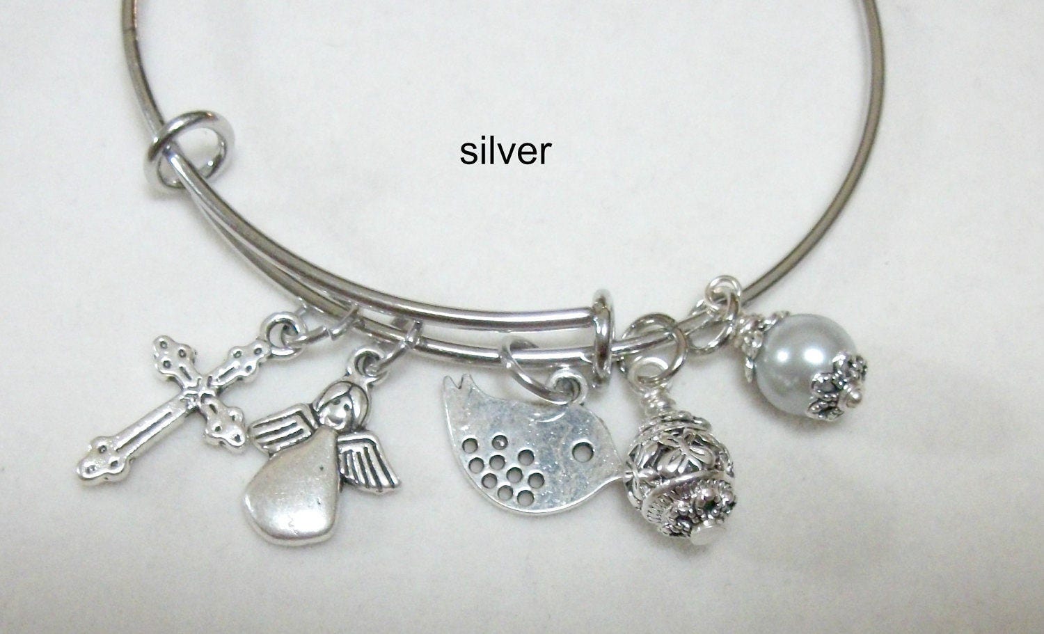 Spirituelle Kreuz Engel Und Taube Armreif von stonesnshells