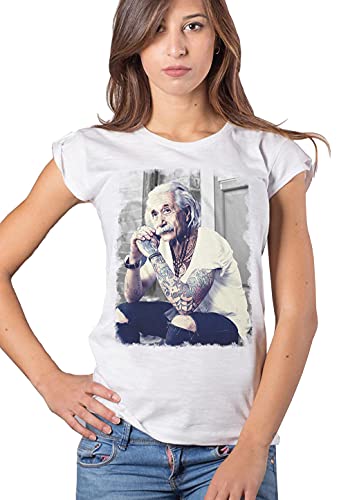 Einstein Damen Tattoo Urban Slub Lady 100% Baumwolle 18-84 Gr. Large, Weiß – Color von street style