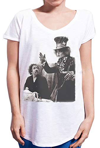 Johnny Depp und Tim Burton 18-52 Urban Slub Lady Damen 100% Baumwolle Modell TSULSLB, T-Shirt, Johnny Depp e Tim Burton 18-52, Weiß, Johnny Depp e Tim Burton 18-52 L/XL von street style