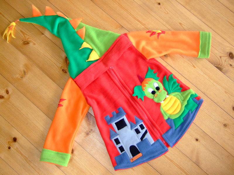 Kulleraugen-Drache" Zipfeljacke Wunschgröße von strickhuhndesign