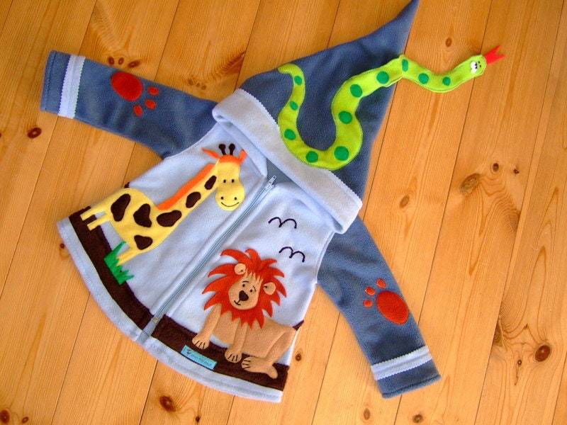 Safari-Zoo" Zipfeljacke Wunschgröße von strickhuhndesign