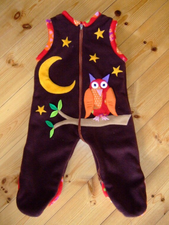 Schlafsack Mit Beinen "Eule" Gr. 68-104 Overall von strickhuhndesign