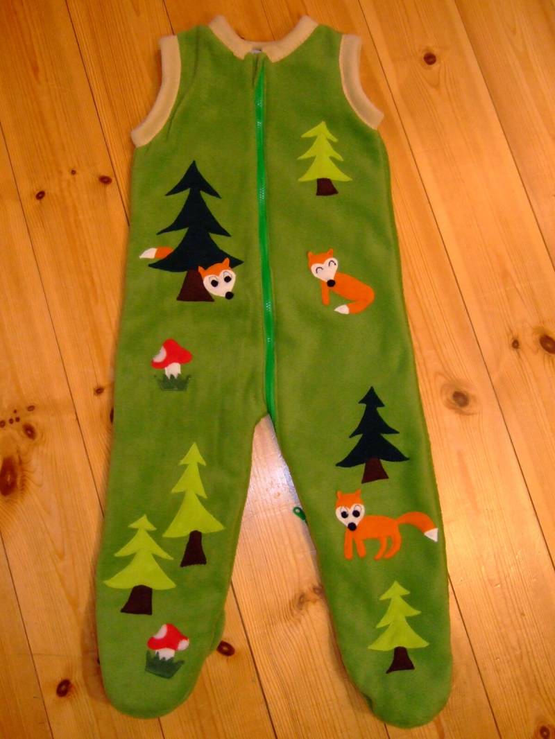 Schlafsack Mit Beinen "Fuchs" Gr. 62-104 Overall von strickhuhndesign