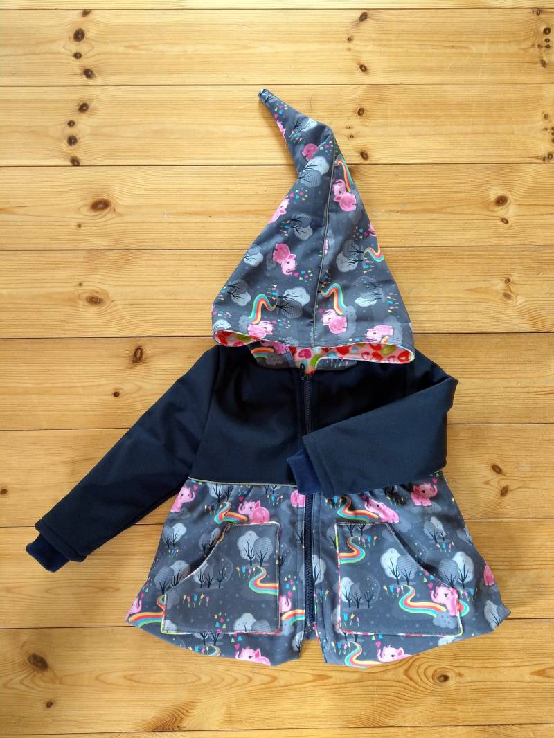 Softshell-Zipfelmantel "Elefanten" Gr. 86/92 von strickhuhndesign