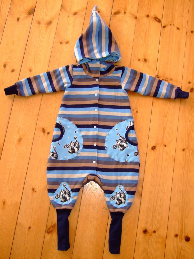Sweat-Overall "Drachen" Gr. 86/92/98 von strickhuhndesign