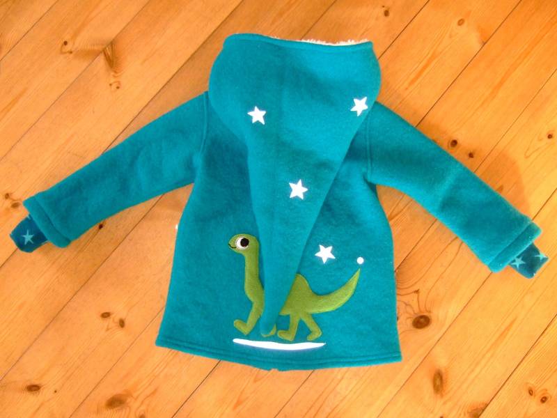 Walkloden-Zipfeljacke "Dino" Wunschgröße Ab 76 von strickhuhndesign