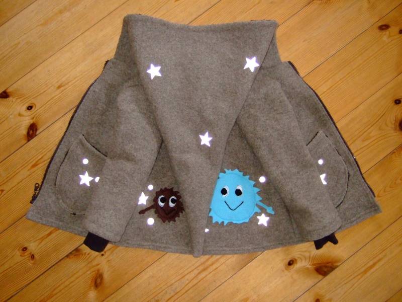 Walkloden-Zipfeljacke "Monster" Gr.98 von strickhuhndesign