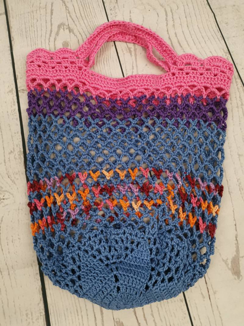 Handarbeit Gehäkeltes Einkaufsnetz Aus 100% Baumwolle, Zwei Varianten, Henkeltasche Von Strickwoman Gefertigt von strickwoman