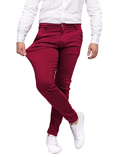 Chino Hose Herren Slim Fit Power Stretch. Business Herrenhose Classic Style. Anzughose Stretch - Bordo. Größe: 42 von strongAnt