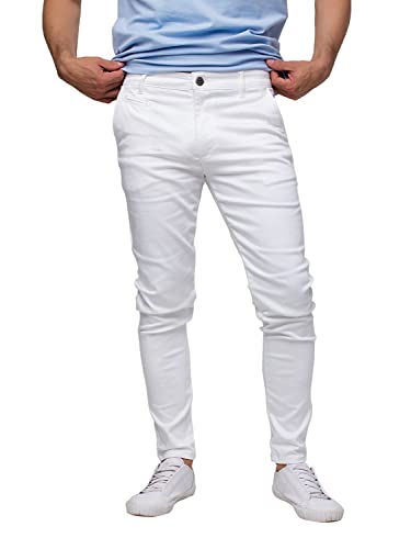 Chino Hose Herren Slim Fit Power Stretch. Business Herrenhose Classic Style. Anzughose Stretch - Weiß. Größe: 54 von strongAnt