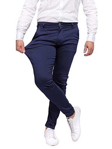 Chino Hose Herren Slim Fit Power Stretch. Business Herrenhose Classic Style. Anzughose Stretch - Dunkelblau. Größe: 54 von strongAnt