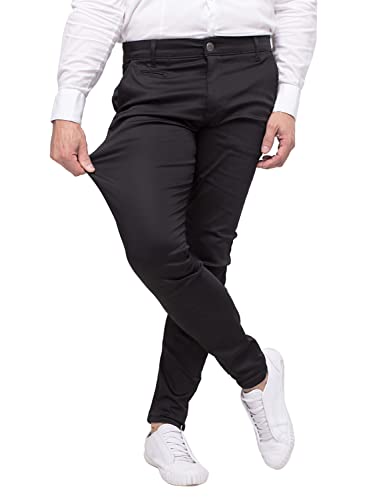Chino Hose Herren Slim Fit Power Stretch. Business Herrenhose Classic Style. Anzughose Stretch - Schwarz. Größe: 48 von strongAnt