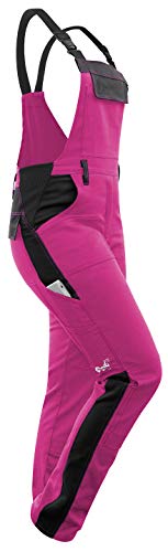 strongAnt Latzhose Damen stretch Arbeitshose für Frauen mit Kniepolstertaschen Baumwolle Cargo Hose - Pink-Schwarz, Größe 32 von strongAnt