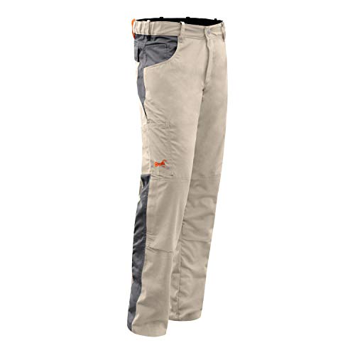 strongAnt Arbeitshose Bundhose für Männer Stretch Beige/Grau Lange Arbeitshose mit vielen praktischen funktionellen sicheren Taschen - Größe: 42 von strongAnt