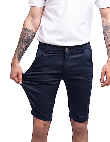 strongAnt Chino Shorts Herren Power Stretch Slim Fit. Bermuda Kurze Hose Sommer Baumwolle. Сhinoshorts - Dunkelblau. Größe: 52 von strongAnt