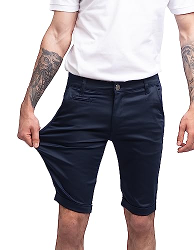 strongAnt Chino Shorts Herren Power Stretch Slim Fit. Bermuda Kurze Hose Sommer Baumwolle. Сhinoshorts - Dunkelblau. Größe: 54 von strongAnt