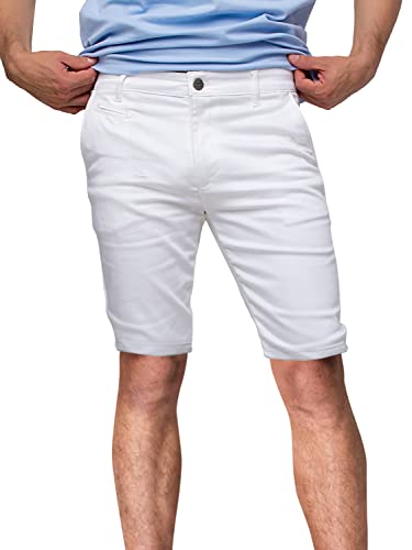 strongAnt Chino Shorts Herren Power Stretch Slim Fit. Bermuda Kurze Hose Sommer Baumwolle. Сhinoshorts - Weiß. Größe: 44 von strongAnt