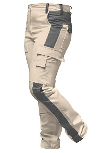 strongAnt Damen Arbeitshose atmungsaktive Stretchhose beige/hellbraune sichere Wanderhose mit funktionellen Taschen - Größe: 92 von strongAnt