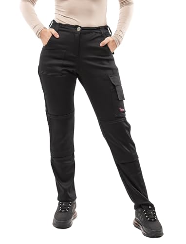 Damen Arbeitshose komplett Stretch für Frauen Bundhose mit Kniepolstertaschen - Schwarz. Größe 34 von strongAnt