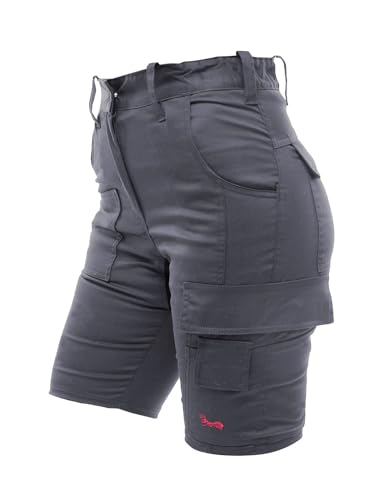 strongAnt Damen Cargo Shorts Stretch Kurze Arbeitshose für Frauen Outdoor Funktionelle Wandernshorts für Wandern, Radfahren, Campen - Farbe: Grau. Größe: 36 von strongAnt