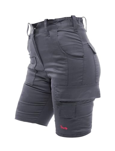 strongAnt Damen Cargo Shorts Stretch Kurze Arbeitshose für Frauen Outdoor Funktionelle Wandernshorts für Wandern, Radfahren, Campen - Farbe: Grau. Größe: 42 von strongAnt