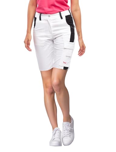 strongAnt Damen Arbeitsshorts komplett Stretch Weiß für Malerinnen mit praktischen Taschen – Weiß-Schwarz, Größe: 40 von strongAnt