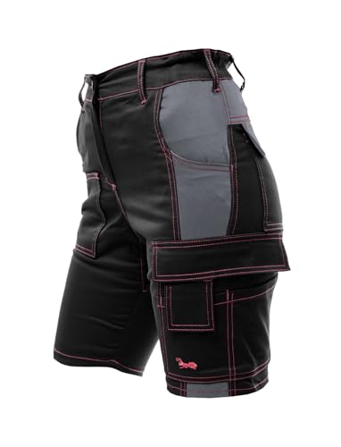 strongAnt Damen Cargo Shorts Stretch, leicht Sommer Kurze Arbeit Outdoor Slim Fit Hose - Farbe: Schwarz-Grau. Größe: 44 von strongAnt