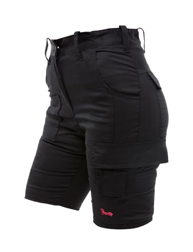 strongAnt Damen Cargo Shorts Stretch, leicht Sommer Kurze Arbeit Outdoor Slim Fit Hose - Farbe: Schwarz. Größe: 36 von strongAnt