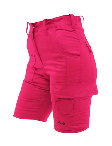 strongAnt Damen Cargo Shorts Stretch Kurze Arbeitshose für Frauen Outdoor Funktionelle Wandernshorts für Wandern, Radfahren, Campen - Farbe: Pink. Größe: 42 von strongAnt