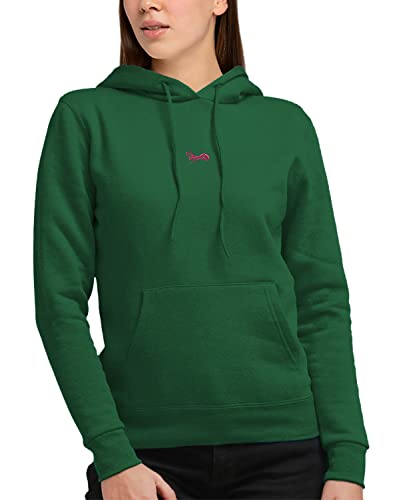 strongAnt Damen Hoodie Kapuzenpullover Sweatshirt Pullover Sweatjacke Langarm mit Bauchtasche Bottle Green-Größe XS von strongAnt