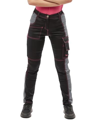 strongAnt Damen Hose Stretch Arbeitshose mit Kniepolstertaschen - Schwarz-Grau. Größe 52 von strongAnt