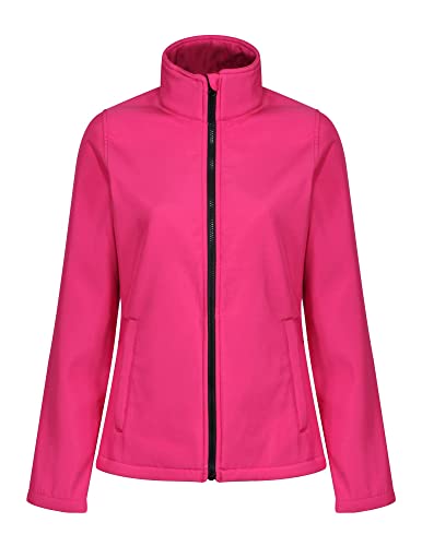 strongAnt Damen Softshell Sport Jacke Wasserdicht Outdoor Laufjacke Langarm mit Reißverschluss - Pink, Gr. 46 von strongAnt