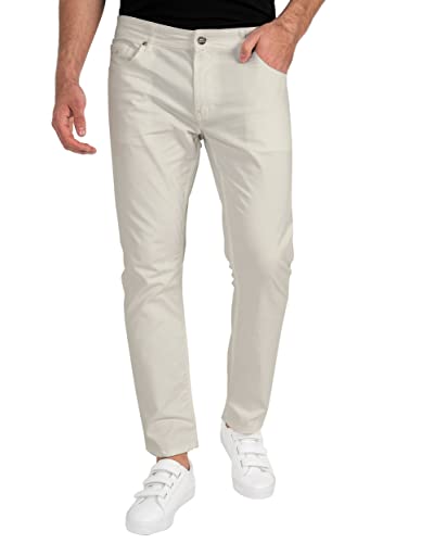 strongAnt Herren 5-Pocket-Chino Hose aus Stretch-Baumwolle, Sportlich Geschnitten Classic Style - Creme Weiß, Größe: 52 von strongAnt