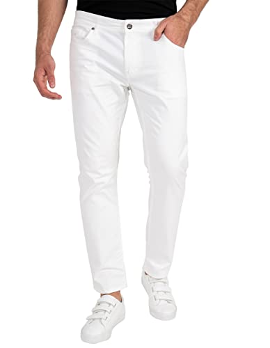 strongAnt Herren 5-Pocket-Chino Hose aus Stretch-Baumwolle, Sportlich Geschnitten Classic Style - Weiß, Größe: 46 von strongAnt