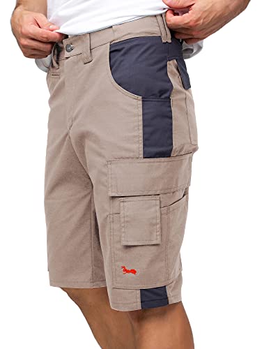 strongAnt Herren Arbeitshose Kurz Ripstop - professionelle Männer Cargo Arbeitsshorts - Herrenhose Kurz Sommer - Khaki-Grau, Größe: 44 von strongAnt