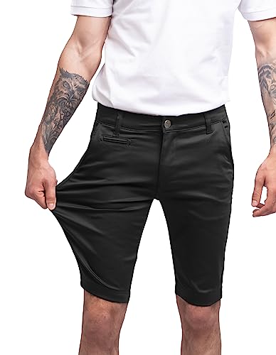 strongAnt Chino Shorts Herren Power Stretch Slim Fit. Bermuda Kurze Hose Sommer Baumwolle. Сhinoshorts - Schwarz. Größe: 54 von strongAnt