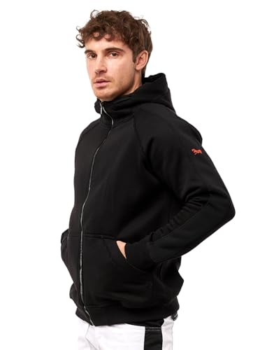 Hoodie mit Reißverschluss für Herren warme Fleece Jacke mit Kapuze - 2XL Schwarz/Schwarz Naht Schwarz von strongAnt
