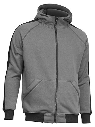 strongAnt Hoodie mit Reißverschluss für Herren warme Fleece Jacke mit Kapuze - L Grau-Schwarz von strongAnt