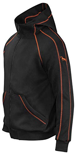 strongAnt Hoodie mit Reißverschluss für Herren warme Fleece Jacke mit Kapuze - XXL Schwarz Orange von strongAnt