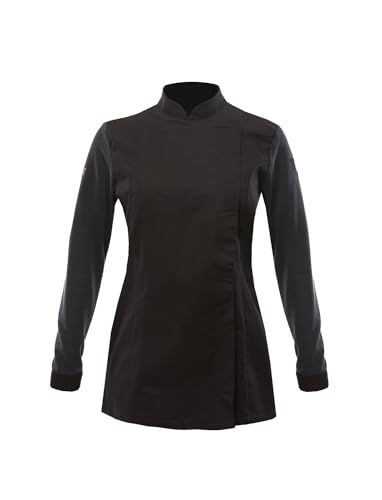 strongAnt Kochjacke Damen Langarm Stretch mit Druckknöpfen Kochuniform - Modal - Schwarz. Größe: XL von strongAnt