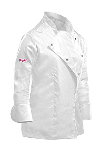 strongAnt Kochjacke Damen langarm Stretch mit Druckknöpfen Kochuniform - Weiß. Größe: 2XL von strongAnt