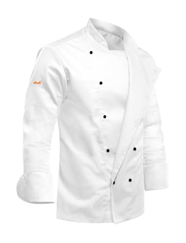 strongAnt Kochjacke Herren easyClean Inkl. Kugelknöpfe. Bäckerjacke Langarm bügelleicht schmutzabweisend - Weiß Gr. 2XL von strongAnt