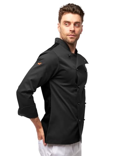 strongAnt Kochjacke Herren mit dryMesh Rücken und Ärmel Moderne easyClean Kochuniform Langarm inkl Kugelknöpfen, Größe: L von strongAnt