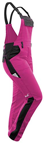 strongAnt Latzhose Damen Powerstretch Arbeitshose für Frauen mit Kniepolstertaschen - Pink-Schwarz, Größe 36 von strongAnt