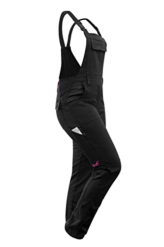 strongAnt Latzhose Damen powerStretch Arbeitshose für Frauen mit Kniepolstertaschen - Schwarz, Größe 36 von strongAnt