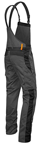 strongAnt Latzhose Herren powerStretch Arbeitshose mit Kniepolstertaschen - Grau-Schwarz Gr. 46 von strongAnt