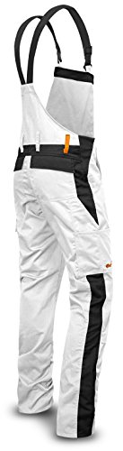 strongAnt Maler Latzhose Herren powerStretch Arbeitshose mit Kniepolstertaschen - Weiß-Schwarz Gr. 64 von strongAnt