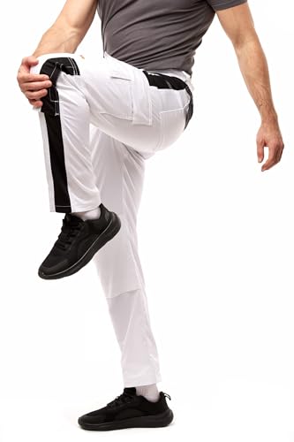 strongAnt Malerhose Herren Arbeitshose Powerstretch Männer Bundhose mit praktischen Taschen - Weiß-Schwarz Gr. 42 von strongAnt