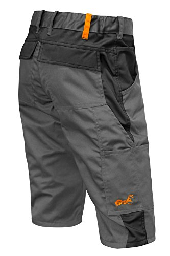 strongAnt Shorts Stretch Berlin Pro Herren Sommer Arbeitshose kurz Cargo Outdoor - Farbe: Grau-Schwarz. Größe: 52 von strongAnt