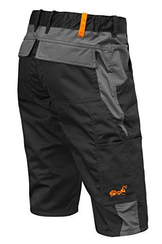 Shorts Stretch Berlin Pro Herren Sommer Arbeitshose kurz Cargo Outdoor - Farbe: Schwarz-Grau. Größe: 48 von strongAnt